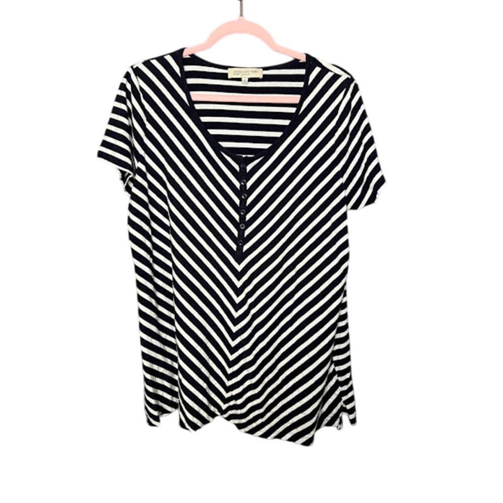 Jones New York T-Shirt Women's Size 1X Striped Basic Staple Capsule Wardrobe